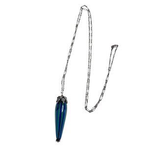 Vintage Italian Hand Blown Glass Silver Necklace